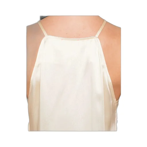 Silver Pinstripe Satin Strap Top