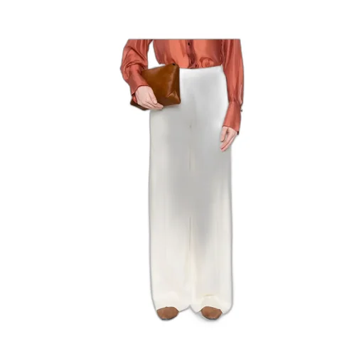 Shiny Anvers Satin High Waist Embroidered Pants