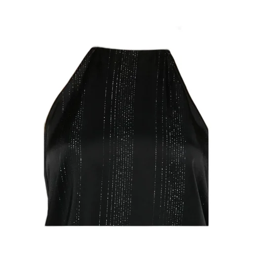 Silver Pinstripe Satin Strap Top