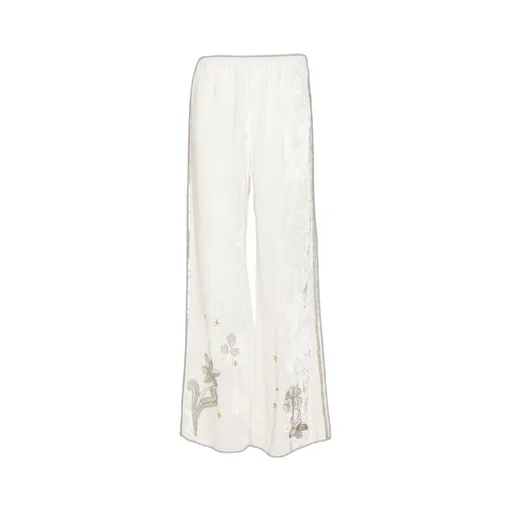 Embroidered Wide Leg Pants