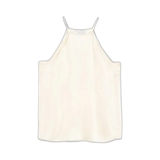 Silver Pinstripe Satin Strap Top
