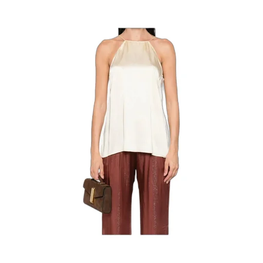 Silver Pinstripe Satin Strap Top