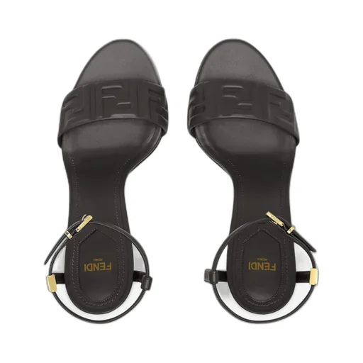 Dolphin Logo Embossed Ankle Strap Sandals
