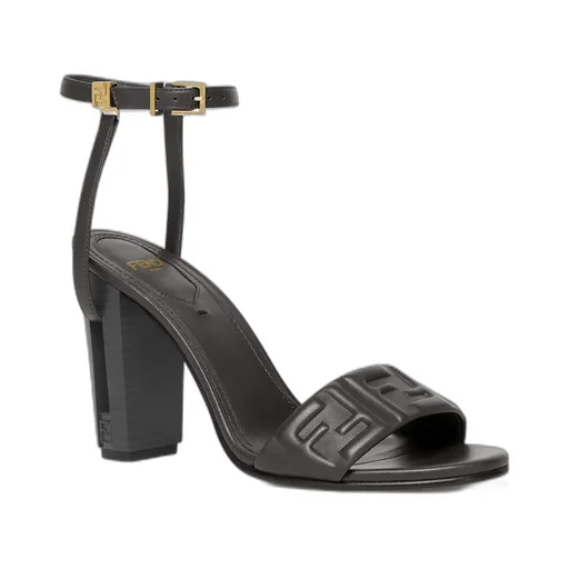 Dolphin Logo Embossed Ankle Strap Sandals