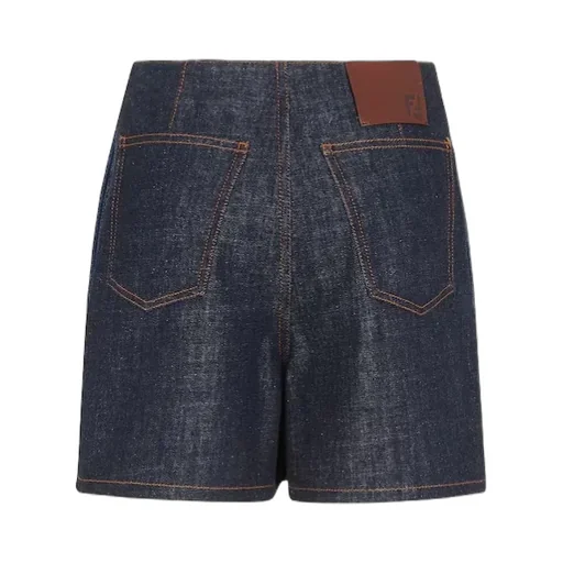 Denim Panelled Logo Patch Shorts