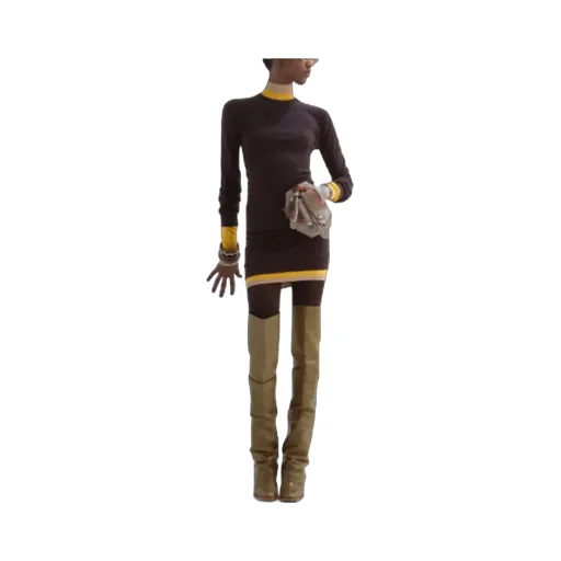 Logo Embroidered High-Neck Knitted Dress
