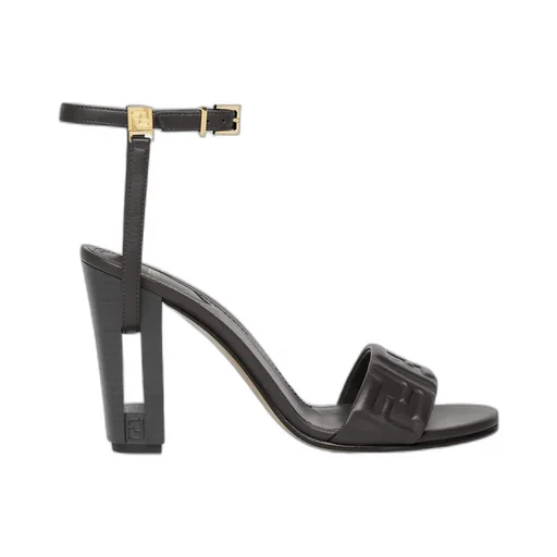 Dolphin Logo Embossed Ankle Strap Sandals