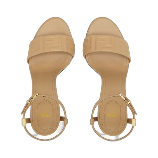Dolphin Logo Embossed Ankle Strap Sandals