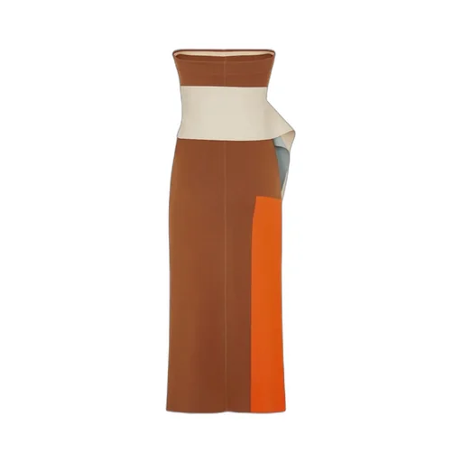 Strapless Color-Block Bustier Dress