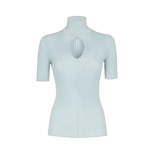 Cut-Out Detailed High-Neck Ribbed Jumper