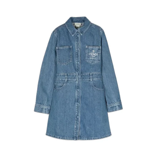 Logo Embroidered Denim Dress