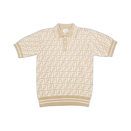 Ff-Jacquard Short-Sleeved Knitted Polo Shirt
