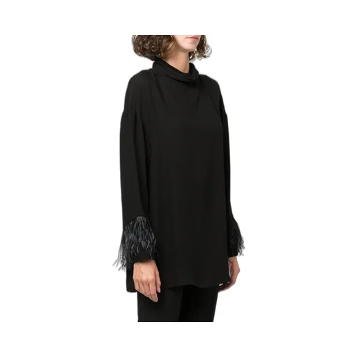 Fringe Detailed Mock Neck Top