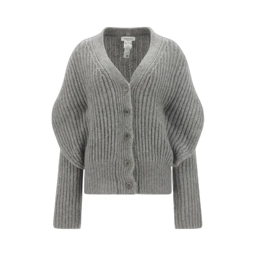 Rib Trimmed Woven Cardigan
