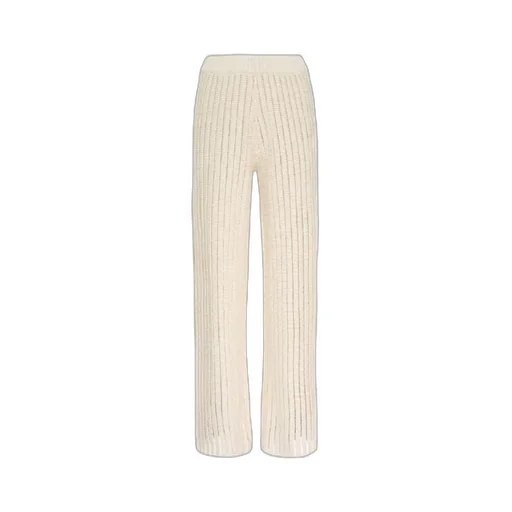 Straight-Leg Ribbed-Knit Trousers