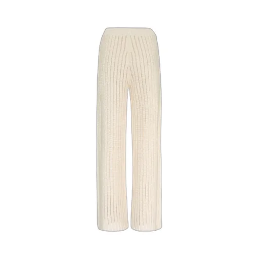 Straight-Leg Ribbed-Knit Trousers