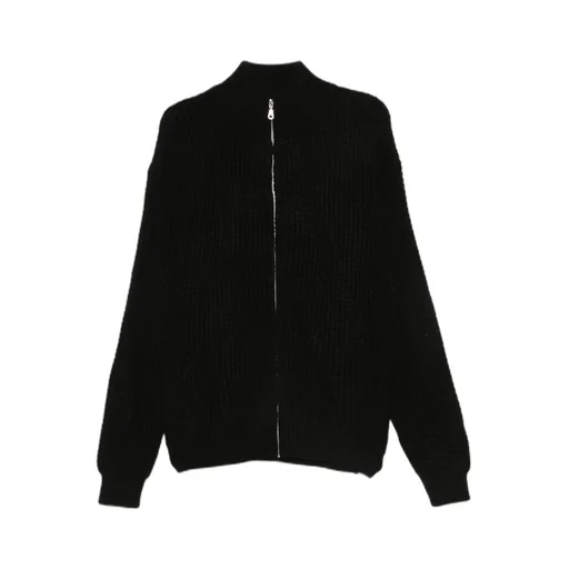 Waffle-Knit Zip-Up Cardigan