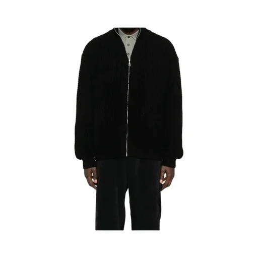 Waffle-Knit Zip-Up Cardigan