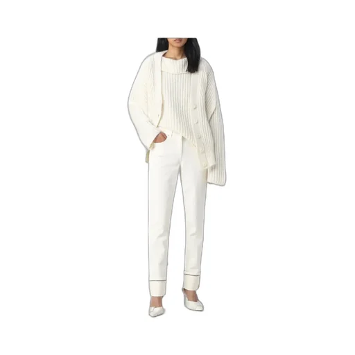 Ribbed-Knit Buttoned Cardigan