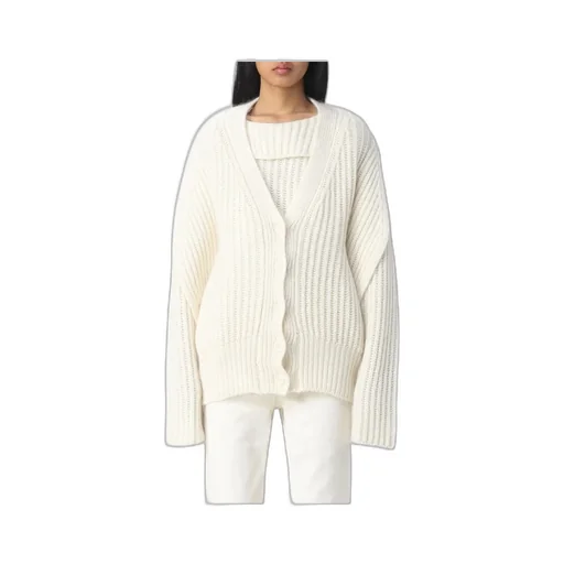Ribbed-Knit Buttoned Cardigan