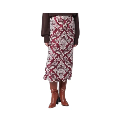 Patterned Jacquard Scallop-Hem Midi Skirt