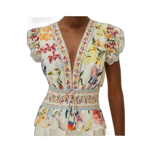 Greek Garden Printed Blouse