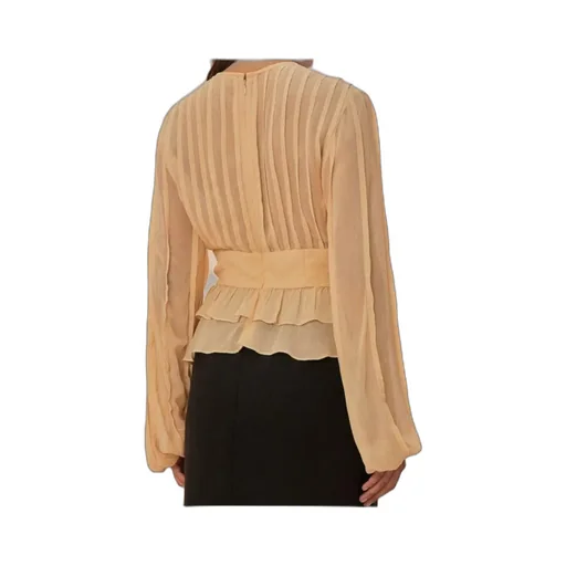Ruffled-Trim Pleated Blouse