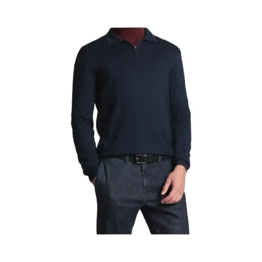 Wool Knit Zip Polo Shirt