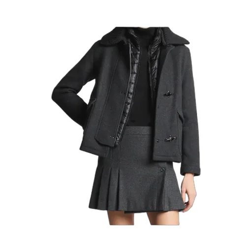 Ribbed Collar Toggle Jacket