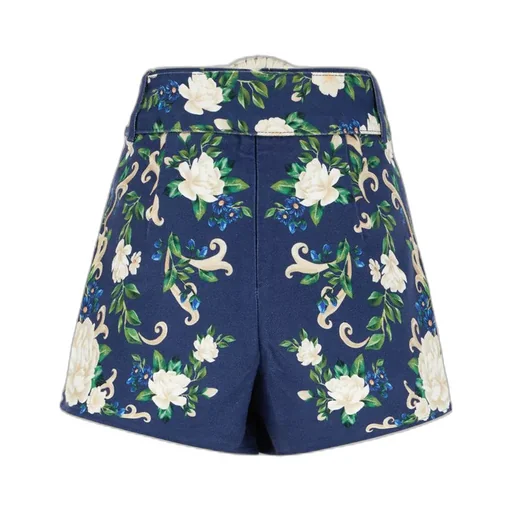 Flower Tapestry Belted Shorts