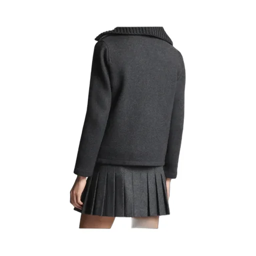Ribbed Collar Toggle Jacket