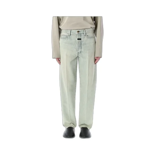 Straight-Leg Frayed-Edge Jeans