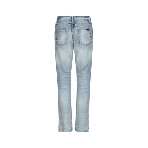 Stonewashed Straight-Leg Denim Trousers