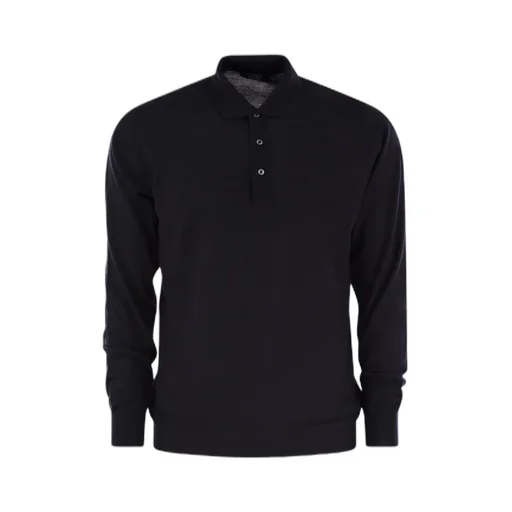 Virgin Wool Long-Sleeve Polo Shirt