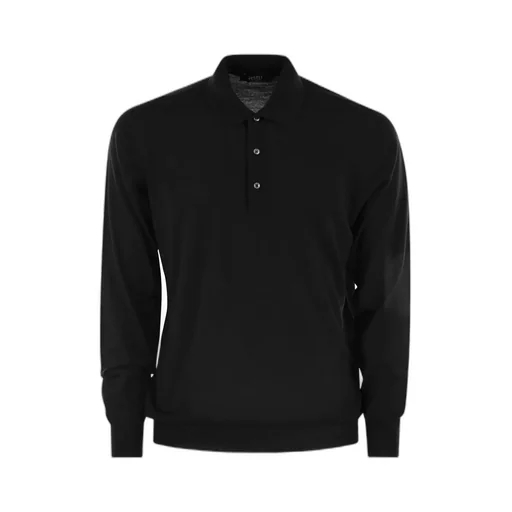 Virgin Wool Long-Sleeve Polo Shirt