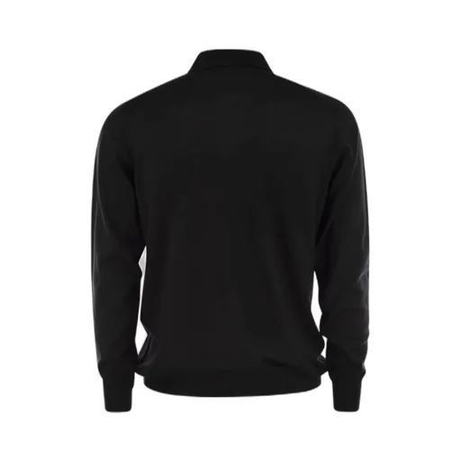 Virgin Wool Long-Sleeve Polo Shirt