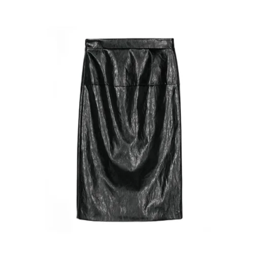 Faux-Leather Midi Skirt
