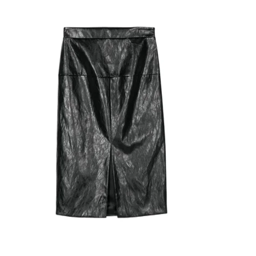 Faux-Leather Midi Skirt
