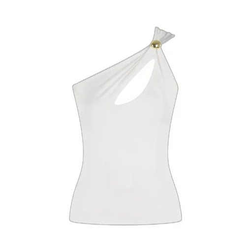 Jewel-Detail One-Shoulder Top