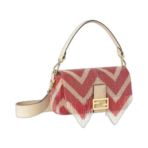 Bag Embroidered With Two-Tone Beads And Fringes