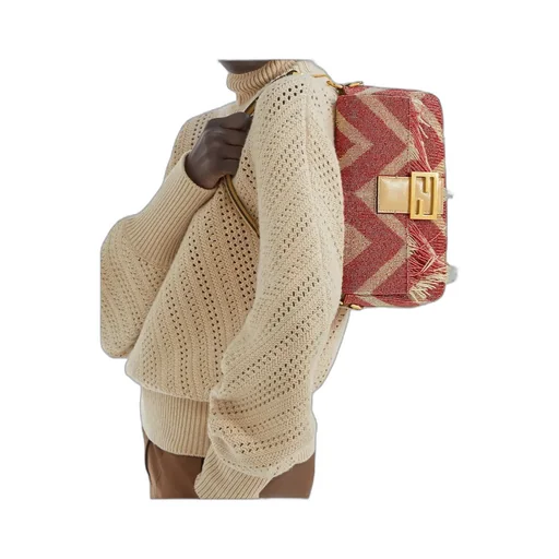 Bag Embroidered With Two-Tone Beads And Fringes