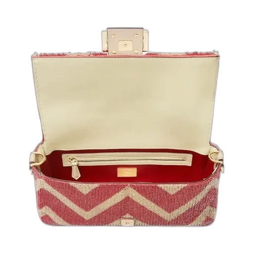 Bag Embroidered With Two-Tone Beads And Fringes