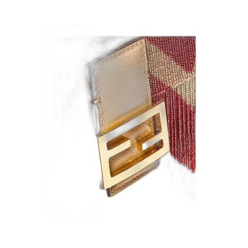 Bag Embroidered With Two-Tone Beads And Fringes