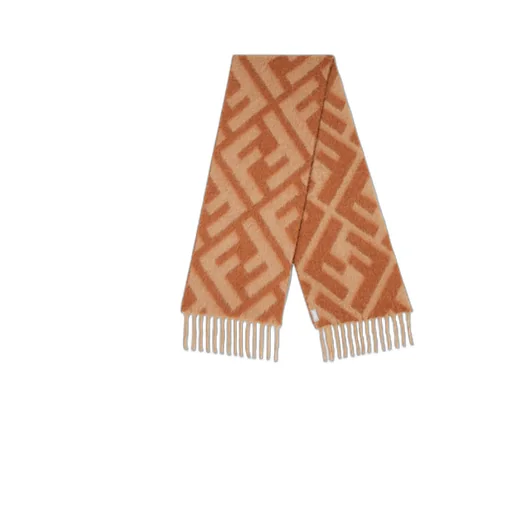 Ff Jacquard Fringed-Edge Scarf