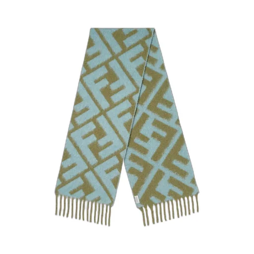Ff Jacquard Fringed-Edge Scarf
