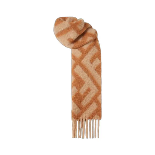 Ff Jacquard Fringed-Edge Scarf