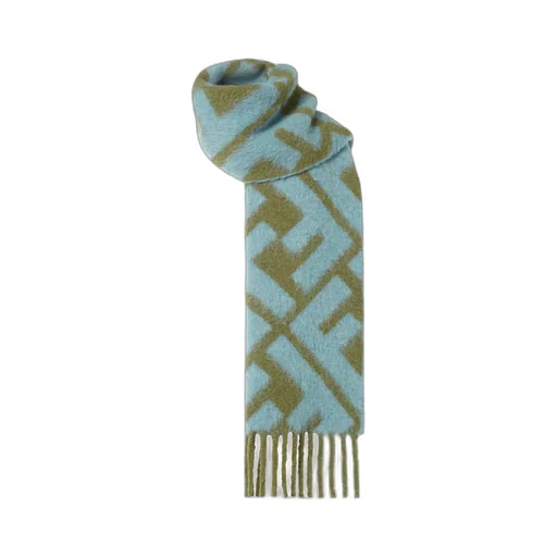 Ff Jacquard Fringed-Edge Scarf