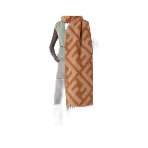 Ff Jacquard Fringed-Edge Scarf