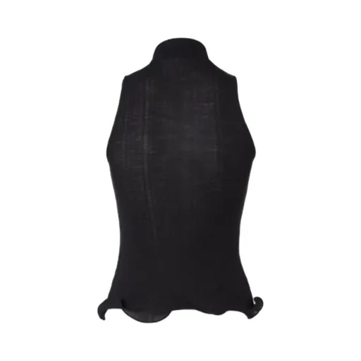 Logo Embroidered High-Neck Sleeveless Ribbed Top