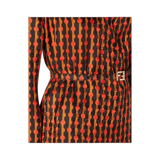 Red And Black Fendi Dots Jacquard Silk Dress